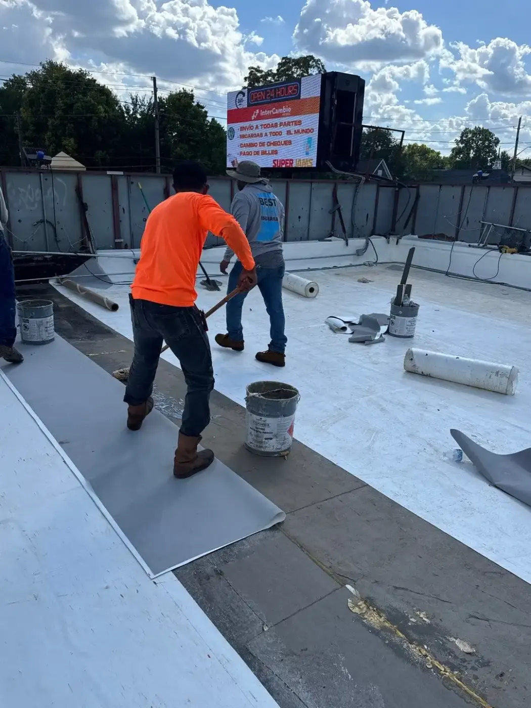 Storm damage documentation on a Upland commercial building